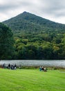 People Enjoying a Beautiful Early Autumn Day at the Peak of Otter Royalty Free Stock Photo